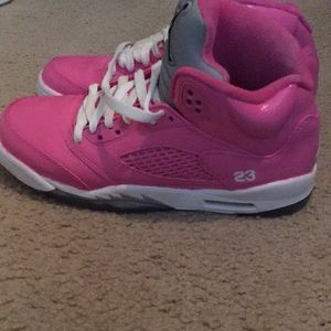 Customized pure pink Jordan 5’s